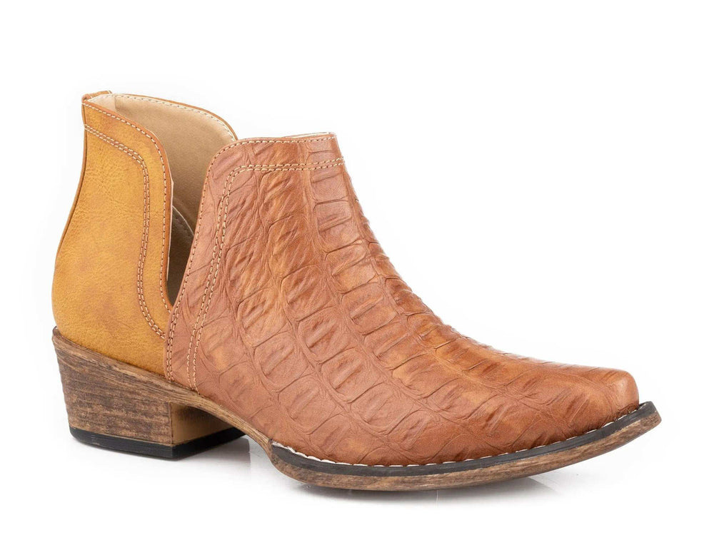 Roper Womens Snip Toe Caiman Vamp Tan Heel - Roper - Flyclothing LLC