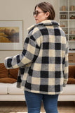 Plus Size Plaid Button Up Long Sleeve Coat - Trendsi - Flyclothing LLC
