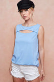 BiBi Soft Rib Knit with Cut Out Front Sleeveless Top - Trendsi - Flyclothing LLC