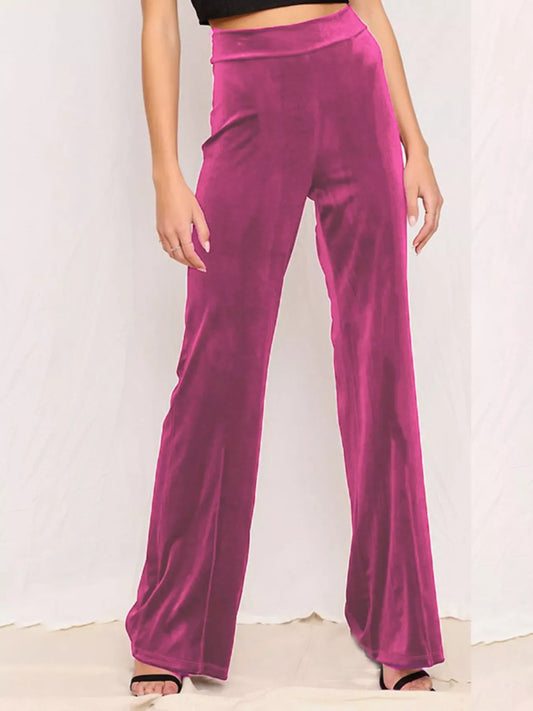Full Size Velvet Wide Leg Pants Plus Size - Trendsi - Flyclothing LLC