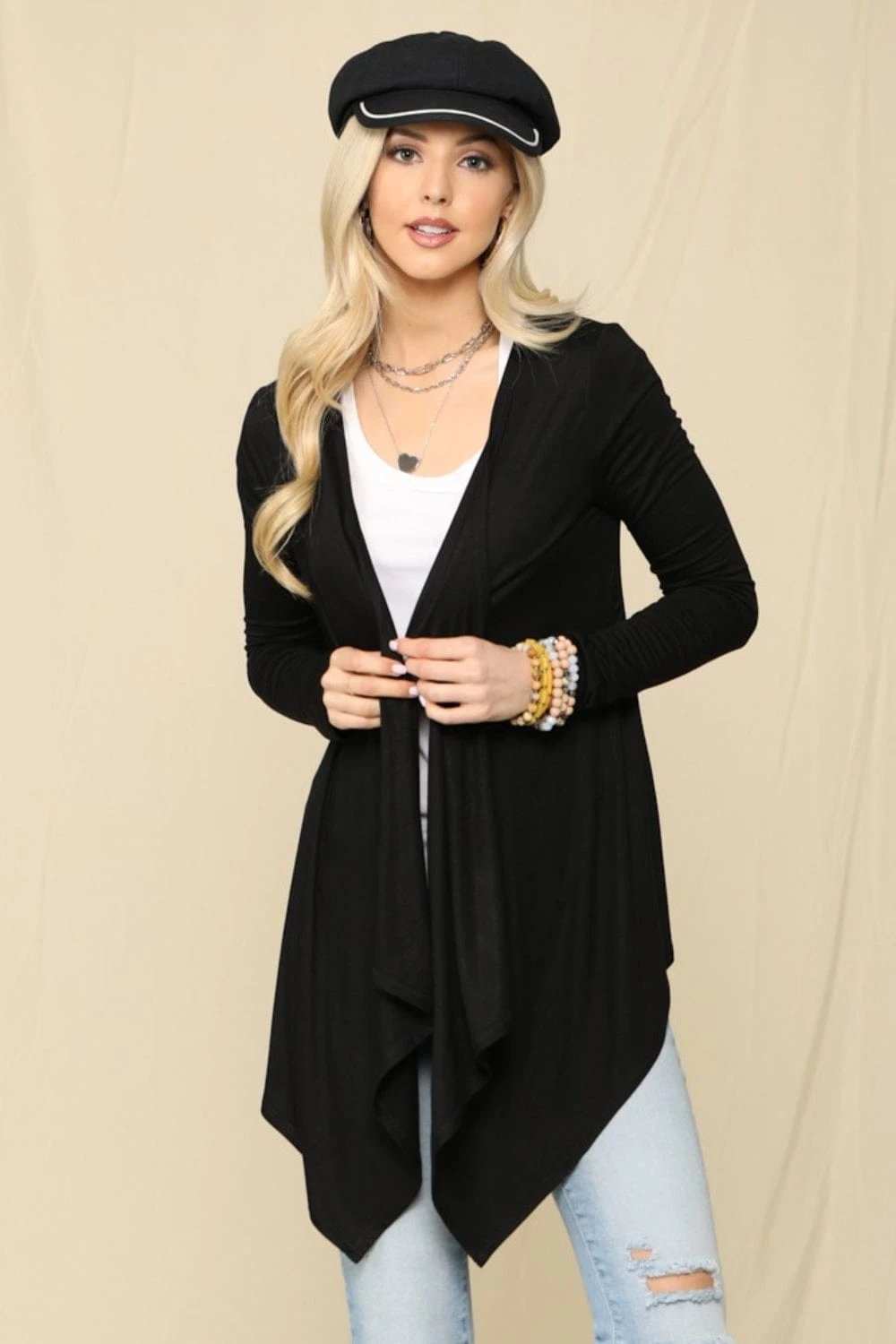 Celeste Full Size Open Front Knit Cardigan - Trendsi - Flyclothing LLC
