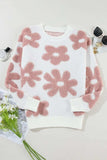 Flower Round Neck Long Sleeve Knit Top - Trendsi - Flyclothing LLC