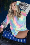 BiBi Tie Dye French Terry Sweatshirt with Contrast - Trendsi - Flyclothing LLC