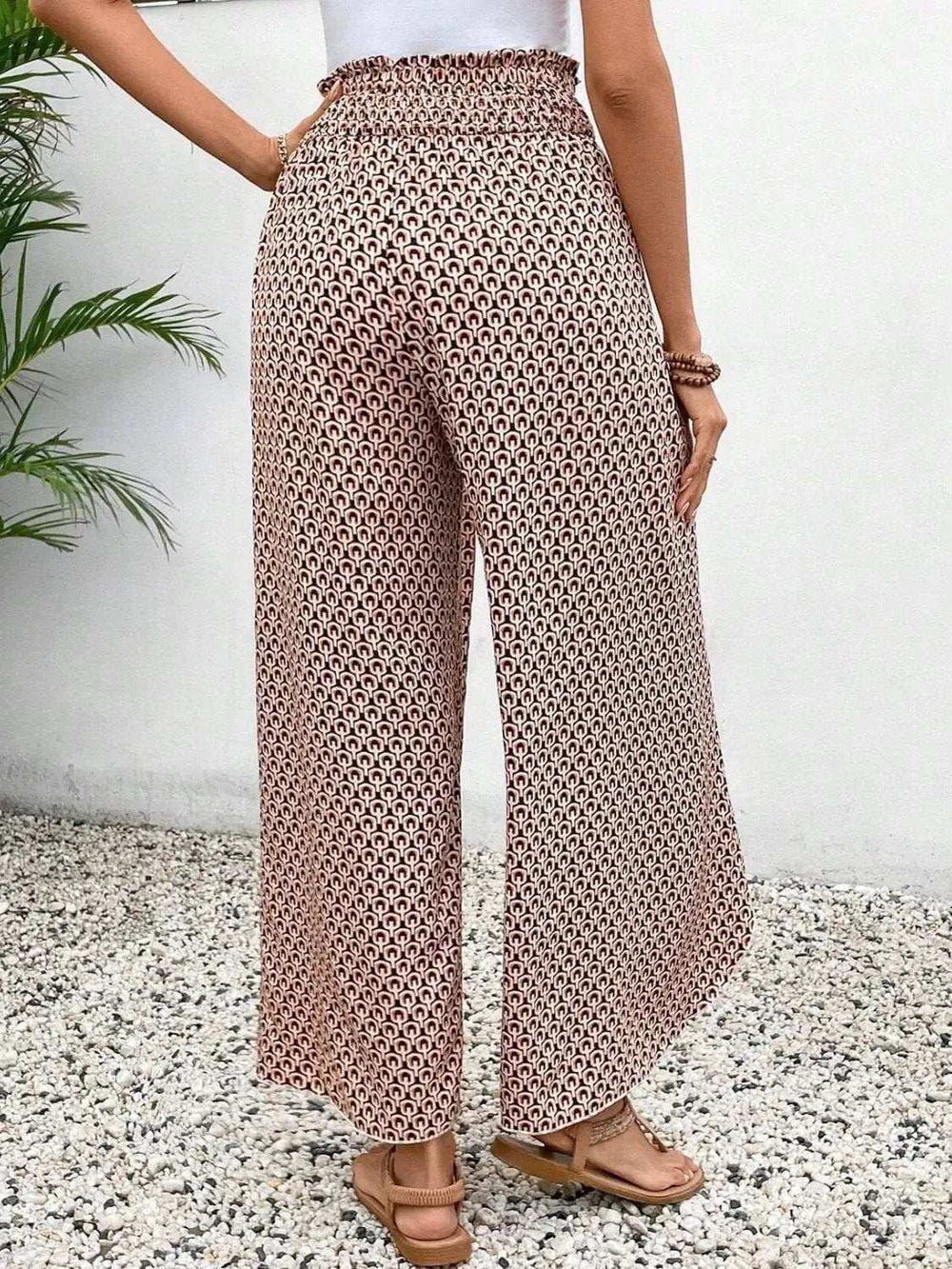 Tied Printed Wide Leg Pants - Trendsi - Flyclothing LLC