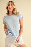 Aemi + Co Lettuce Edge Round Neck Short Sleeve T-Shirt - Trendsi - Flyclothing LLC