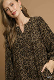Umgee Leopard Print Long Sleeve Swing Dress - Trendsi - Flyclothing LLC