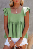 Full Size Ruffled Square Neck Cap Sleeve Blouse - Trendsi - Flyclothing LLC