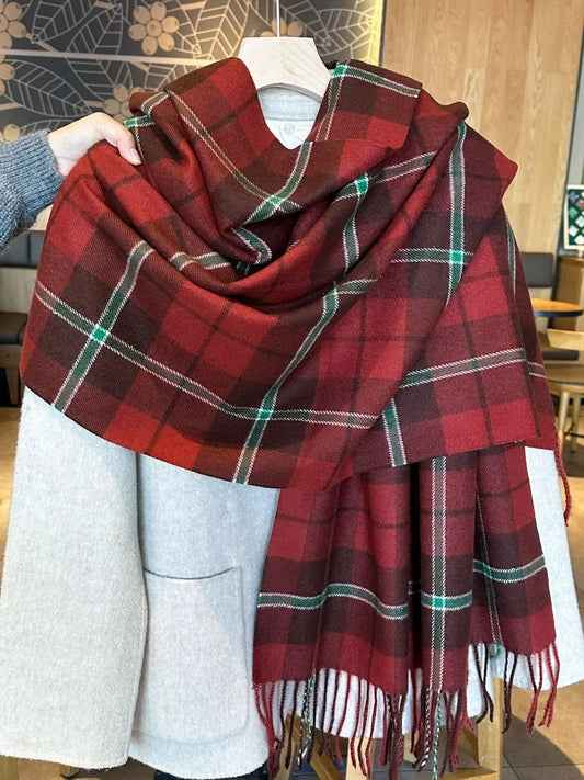 Classic Plaid Fringe Scarf - Trendsi - Flyclothing LLC