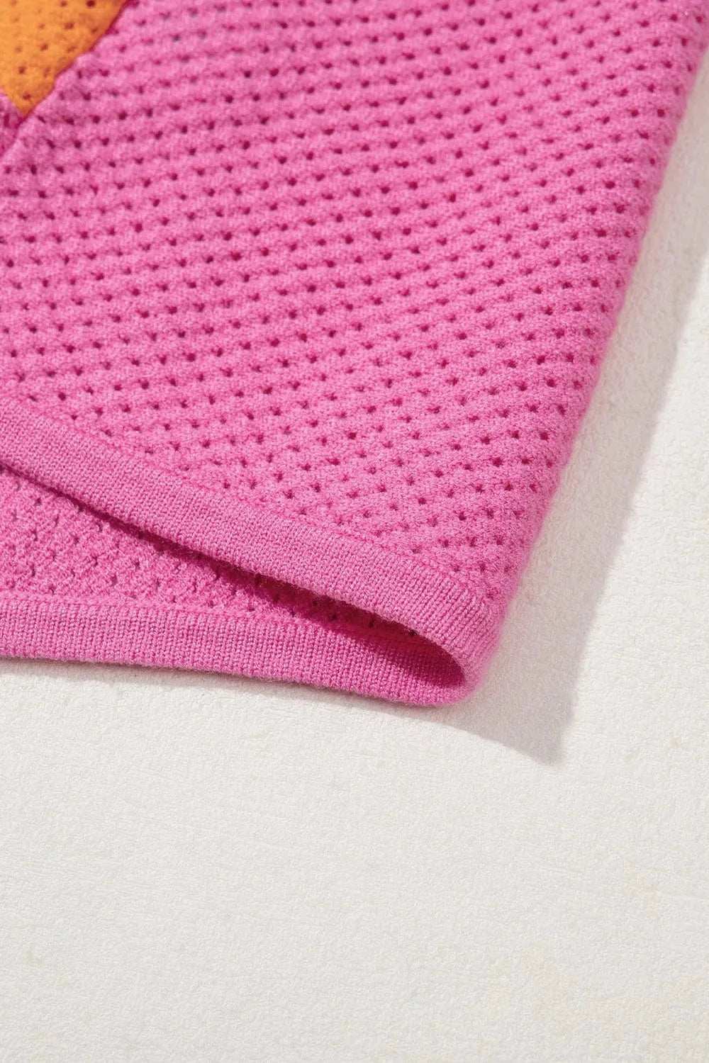 Color Block Eyelet Casual Knit Top - Trendsi - Flyclothing LLC