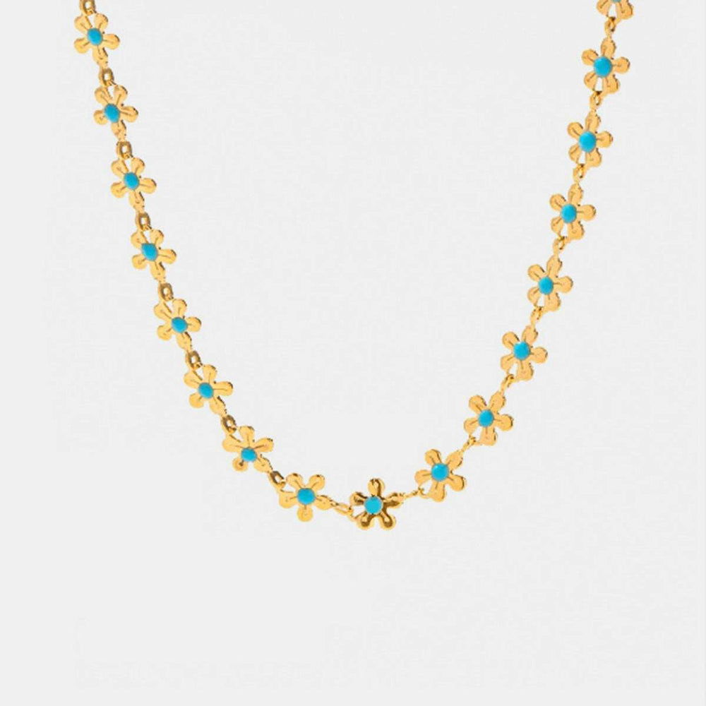 Titanium Steel Drip Oil Flower Necklace - Trendsi - Flyclothing LLC