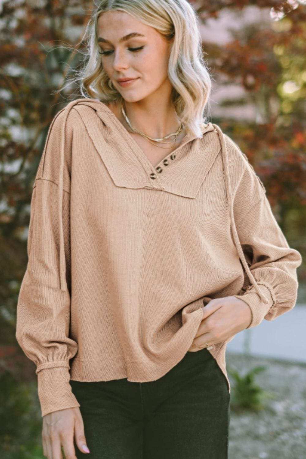 Drawstring Long Sleeve Hoodie - Trendsi - Flyclothing LLC