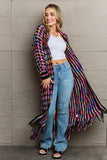 Multicolored Open Front Fringe Hem Cardigan - Trendsi - Flyclothing LLC