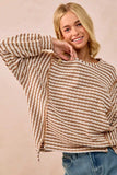 BiBi Open Seam Detail Textured Stripe Knit Top - Trendsi - Flyclothing LLC