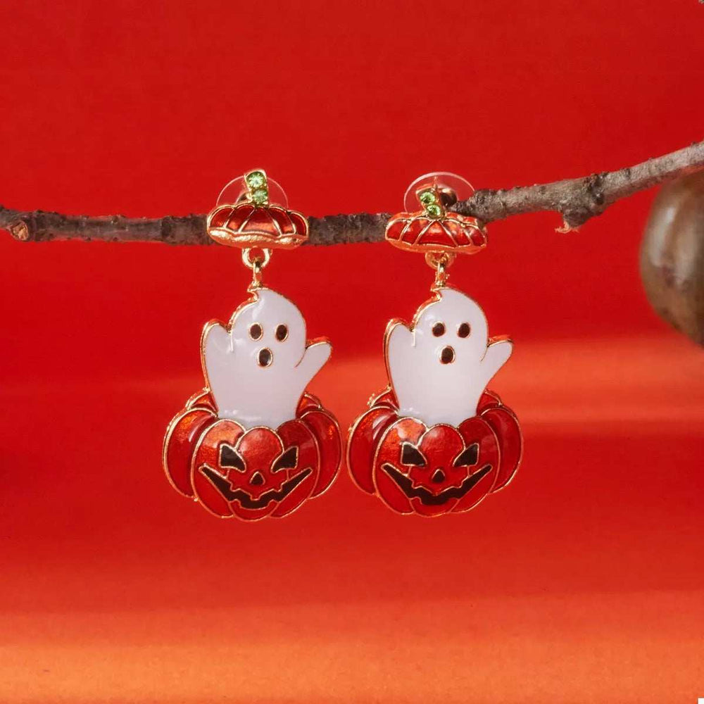 Halloween Ghost Pumpkin Dangle Earrings - Trendsi - Flyclothing LLC