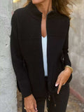 Full Size Textured Knit Zip Up Outerwear Plus Size - Trendsi - Flyclothing LLC