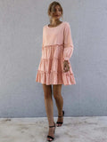 Frill Tiered Long Sleeve Mini Dress - Trendsi - Flyclothing LLC