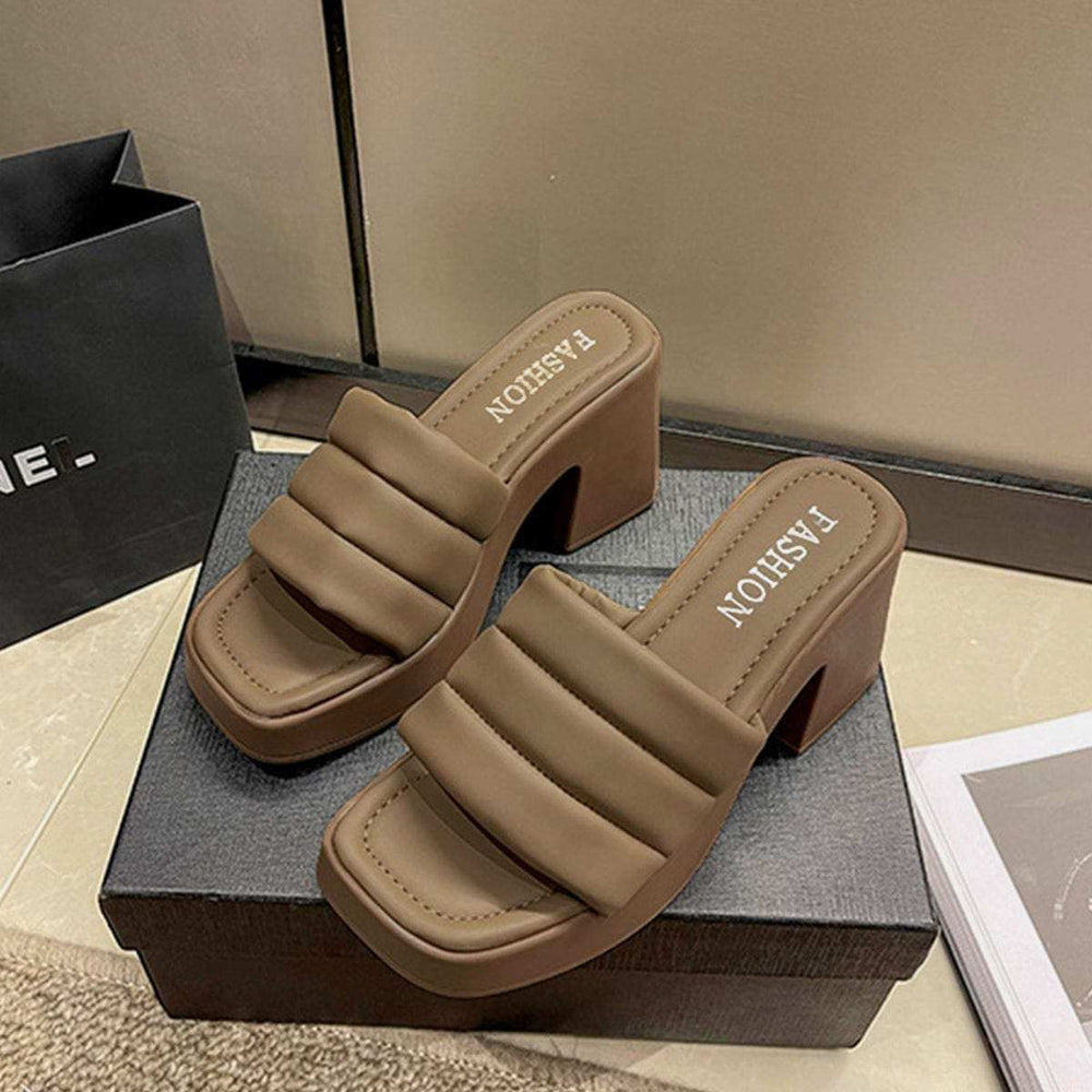 Open Toe Block Heel Sandals - Trendsi - Flyclothing LLC