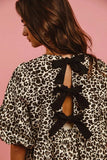 BiBi Leopard Denim Dress With Back Contrast Tie Detail - Trendsi - Flyclothing LLC