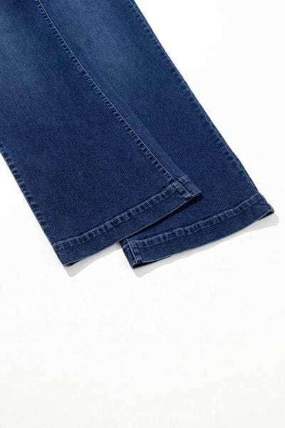 Front Pocket Patch High Waisted Wide Leg Jeans - Trendsi - Flyclothing LLC