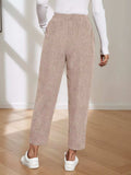 Corduroy Elastic Waist Cropped Pants - Trendsi - Flyclothing LLC