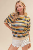 BiBi Multi Color Half Sleeve Sweater - Trendsi - Flyclothing LLC