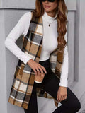 Plaid V-Neck Vest Coat - Trendsi - Flyclothing LLC