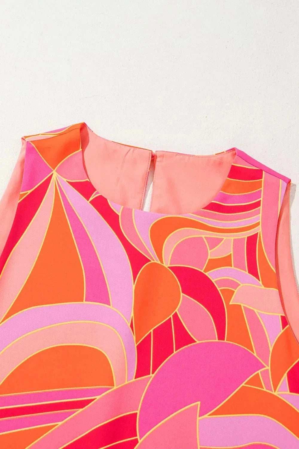 Abstract Floral Print Sleeveless Shift Mini Dress - Trendsi - Flyclothing LLC