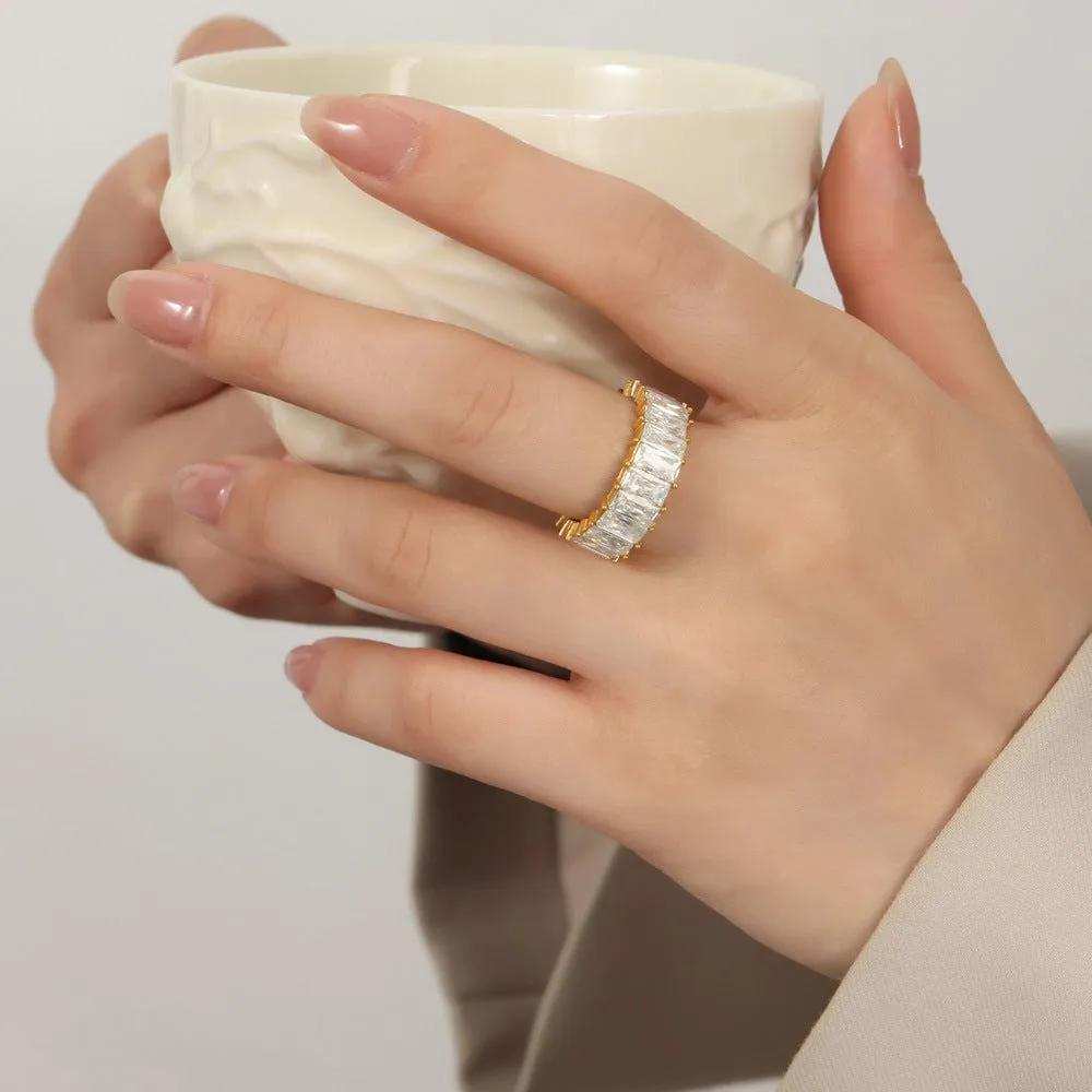 Titanium Steel Inlaid Zircon Ring - Trendsi - Flyclothing LLC