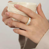 Titanium Steel Inlaid Zircon Ring - Trendsi - Flyclothing LLC