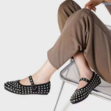 PU Leather Studded Flat Loafers - Trendsi - Flyclothing LLC