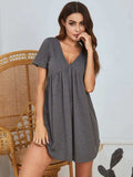 V-Neck Short Sleeve Lounge Dress - Trendsi - Flyclothing LLC