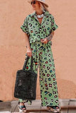 Leopard Collared Neck Top and Pants Set - Trendsi - Flyclothing LLC