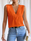 V-Neck Pleated Sleeveless Cami Tank Top - Trendsi - Flyclothing LLC