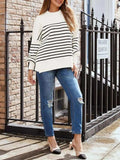 Striped Round Neck Long Sleeve Sweatshirt - Trendsi - Flyclothing LLC