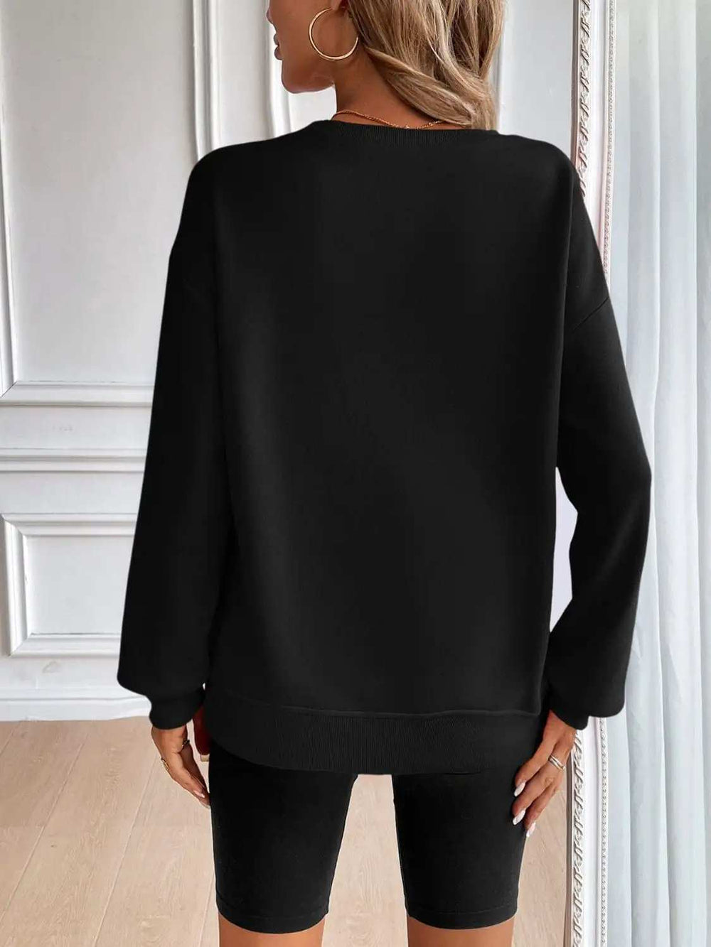 Ivy Lane Round Neck Long Sleeve Sweatshirt - Trendsi - Flyclothing LLC