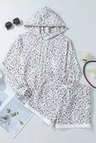 Drawstring Leopard Long Sleeve Hooded Top and Shorts Set - Trendsi - Flyclothing LLC