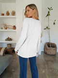 Slit Round Neck Long Sleeve T-Shirt - Trendsi - Flyclothing LLC
