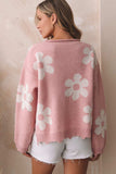 Pearl Trim Flower Round Neck Sweater - Trendsi - Flyclothing LLC