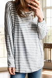 Striped Round Neck Long Sleeve Top - Trendsi - Flyclothing LLC