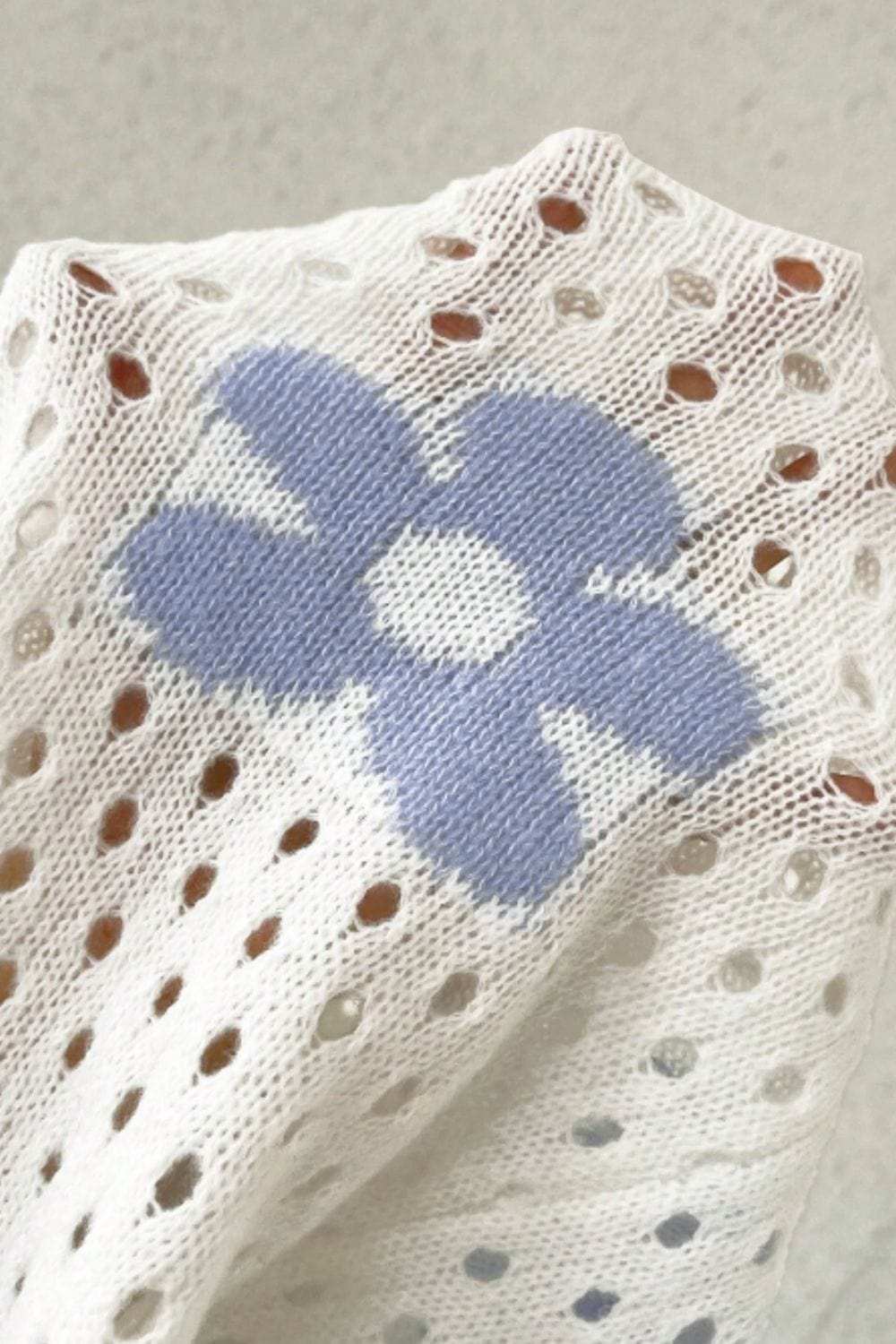 Flower Hollowed Out Button Down Long Sleeve Cardigan - Trendsi - Flyclothing LLC