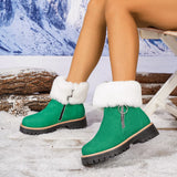 Fuzzy Ankle Boots with Zipper Detail - Trendsi - Flyclothing LLC