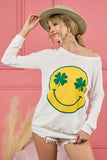 BiBi Smile Face Graphic Round Neck Long Sleeve Top - Trendsi - Flyclothing LLC