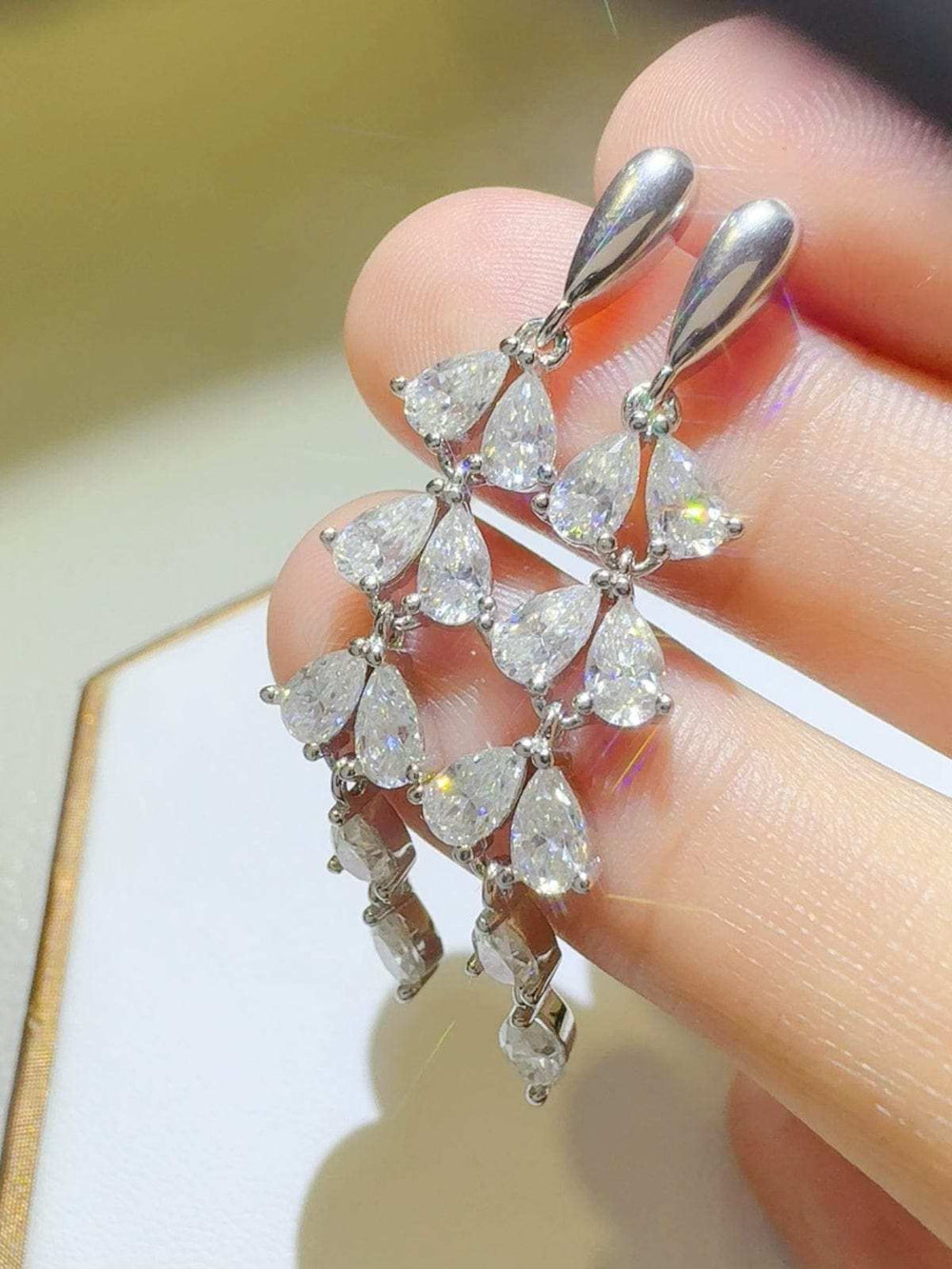 6 Carat Moissanite 925 Sterling Silver Bar Earrings - Trendsi - Flyclothing LLC