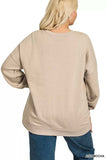 Zenana Full Size Fleece Hi-low Boyfriend Sweatshirts with Pockets Plus Size - Trendsi - Flyclothing LLC