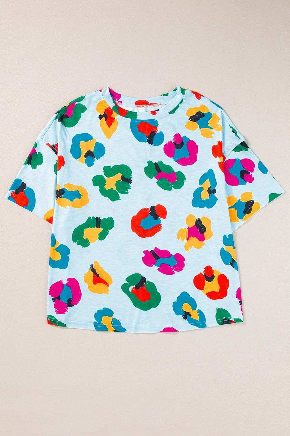 Printed Round Neck Half Sleeve Top - Trendsi - Flyclothing LLC