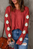 Christmas Tree Round Neck Long Sleeve Top - Trendsi - Flyclothing LLC