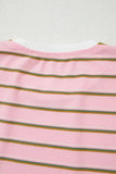 Stripe Wide Short Sleeve Tee and Short Set - Trendsi - Flyclothing LLC