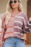 Contrast Striped Long Sleeve Sweatshirt - Trendsi - Flyclothing LLC