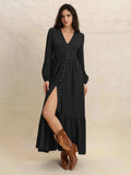 V-Neck Long Sleeve Dress - Trendsi - Flyclothing LLC
