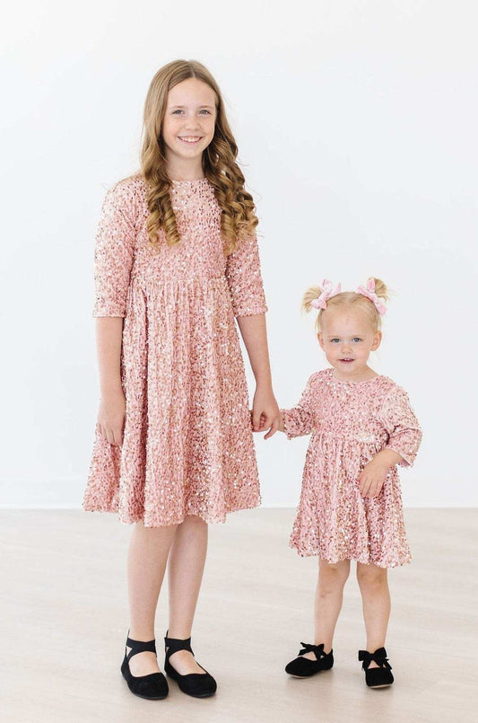 Rose Gold Velvet Sequin Dress - Mila & Rose ® - Flyclothing LLC